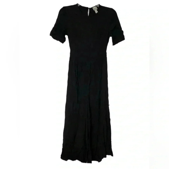 ASOS DESIGN Wide Leg Cut out Tea Jumpsuit with Ruched Sleeve Detail - Picture 2 of 8